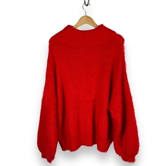 4 for $40 SALE! Eloquii Mock Neck Faux Fur Sweater, Lipstick Red, Size 22/24 - Picture 11 of 11